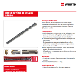 Broca de Encaixe Rápido em Videa 14 mm x 210 mm Wurth